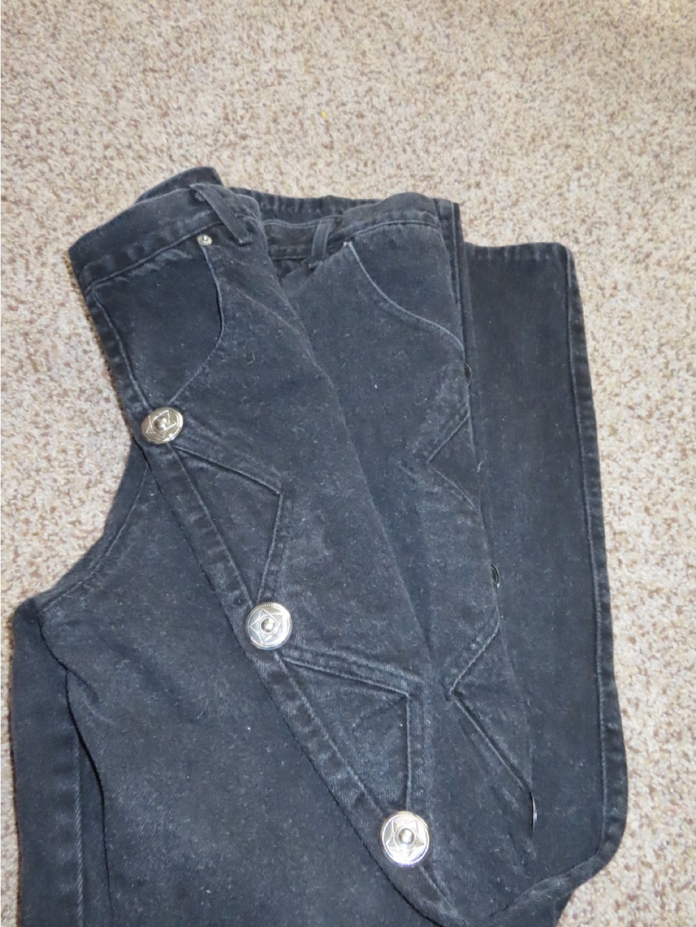 Women’s Vintage Black Denim Roughrider Concho Jeans